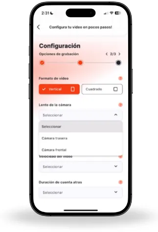 Activar la cámara frontal para grabar en la app Snap360
