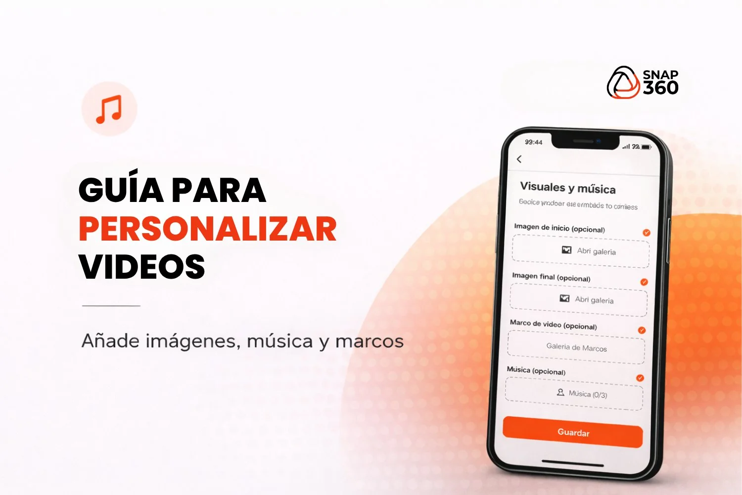Personalizar un vídeo 360 con música, imágenes y marcos en la app Snap360