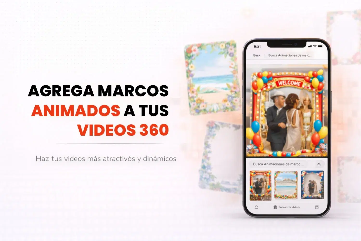 Marcos animados y GIF superpuestos en un vídeo 360 hecho con Snap360