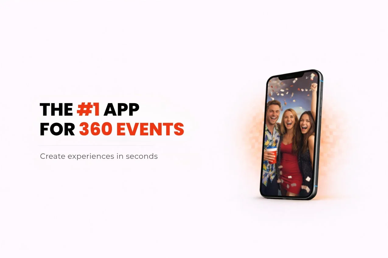 Celular com um vídeo 360 de três amigos comemorando, o aplicativo número 1 para eventos 360