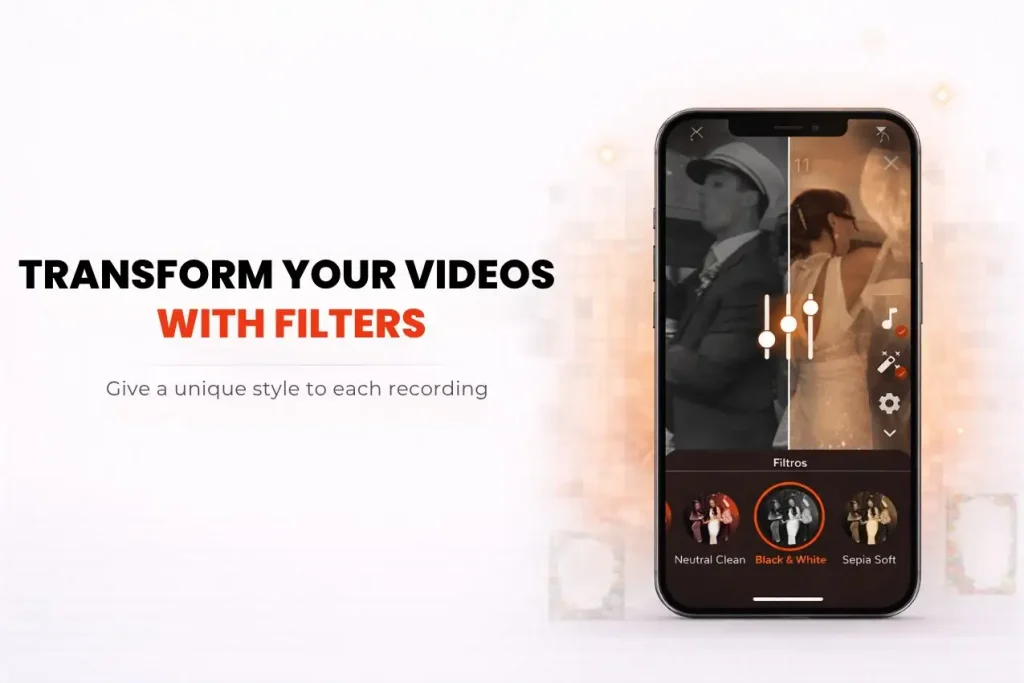 Filtros de vídeo 360 na app de photobooth