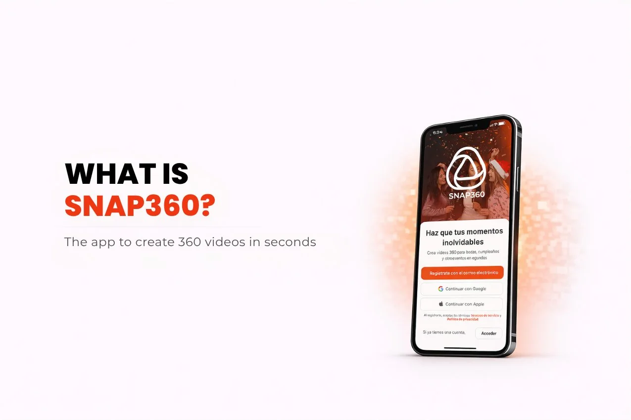 Баннер с вопросом Что такое Snap360? рядом с телефоном, где открыт экран регистрации в приложении