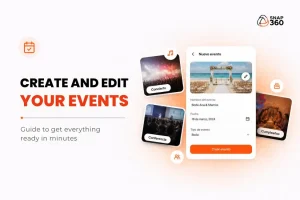 Að stilla viðburði í appinu fyrir 360 bása
