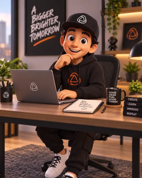 Snappy, la mascota de Snap360, en su escritorio con el portátil, atendiendo a los Snappers